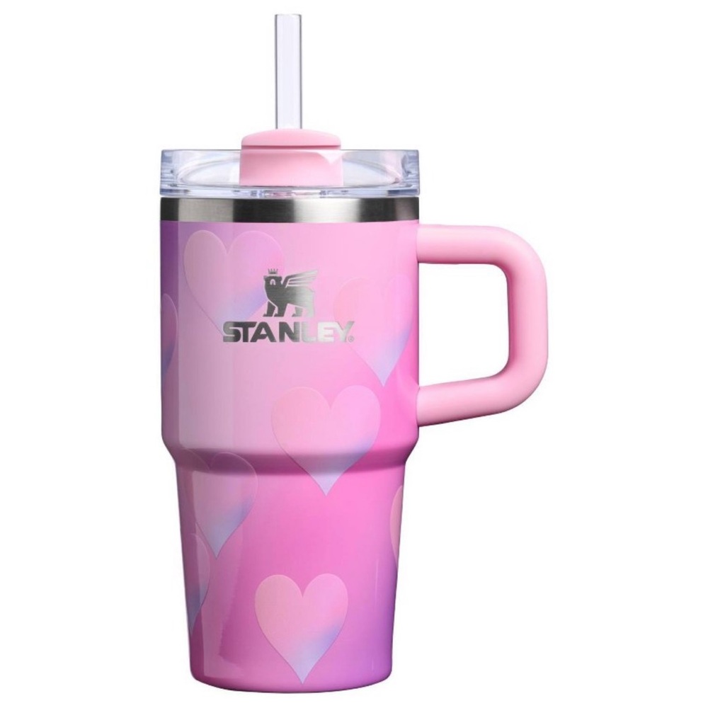 Stanley Pink Heart Mug 20 oz with Straw